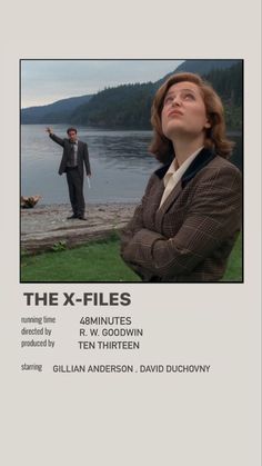 the x - files movie poster with an image of a man and woman standing next to each other