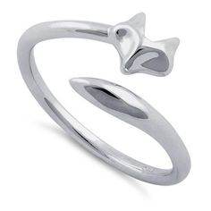 Sterling Silver Fox Ring for Sale - Dreamland Jewelry Silver Cat Ring, Fox Ring, Sterling Silver Cat, Head Ring, Three Stone Diamond, Discount Jewelry, Silver Tops, Silver Fox, Silver Jewelry Rings