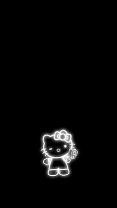 the hello kitty wallpaper is lit up in the dark