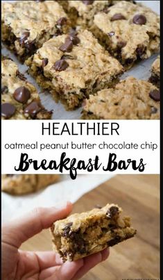 healthy breakfast bars with oatmeal peanut butter chocolate chip are the perfect snack