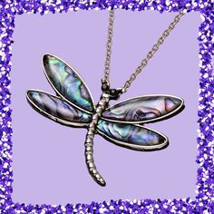 Abalone Shell, Black Austrian Crystal Dragonfly Pendant Necklace (20-22 Inches) In Silvertone & Stainless Steel Dragonfly Pendant Necklace, Drilling Glass, Silver Boho Necklace, Light Blue Necklace, Dragonfly Bracelet, Moonstone Pendant Necklace, Statement Collar Necklace, Bubble Necklaces, Rainbow Moonstone Pendant