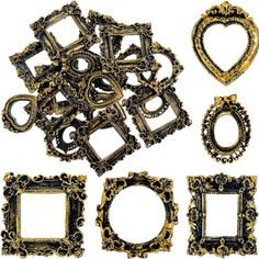 an assortment of ornate frames with hearts on them