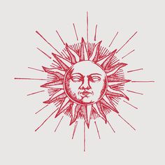 a drawing of a sun with a face on it