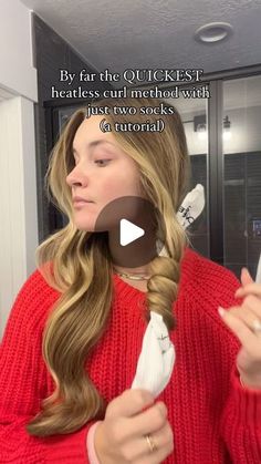 kenna mcclellan on Instagram: "This is perfect for when you are literally rolling into bed to sleep because it takes no brain power and still turns out so good!!! Hope this helps ❤️❤️ #heatlesscurls #hairhack #sockcurls #blowout" Kenna Mcclellan, Brain Power, It Takes, To Sleep, Hair Hacks, Brain, Hair Makeup