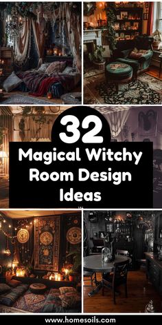 several different images with the words 32 magic witch room design ideas