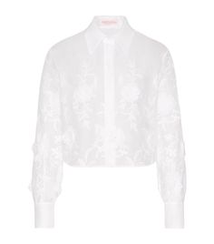 Find VALENTINO Semi-sheer Embroidered-flower Shirt on Editorialist. Fresh spring energy is syphoned into this semi-sheer shirt from Valentino, with an airy cropped cut and lightweight cotton composition matching the ambience of a warm afternoon. The finishing touch Delicate floral embroidery complete with tactile three-dimensional stamens. Spring Energy, Embellished Shirt, Sheer Shirt, Flower Shirt, Field Jacket, Trending Gifts, Embroidered Blouse, Embroidered Shirt, Floral Shirt