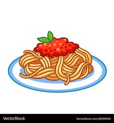 a plate of spaghetti with tomato sauce on top