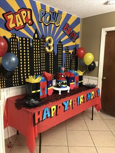 a birthday party with balloons and decorations