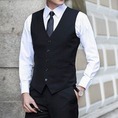 Business Vest, Navy Blue Vest, Business Jacket, Suits Men Business, Vest Men, Vest Waistcoat, Blue Vests, Slim Fit Suit