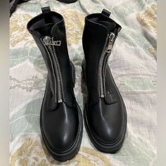 Brand New Never Worn, They Were Too Big For Me. Don’t Have The Box Though. Silver Round Toe Platform Boots For Fall, Fall Silver Platform Boots With Round Toe, Suede Flat Boots, Steve Madden Boots Ankle, Fringe Ankle Boots, Buckle Booties, Steve Madden Boots, Wedge Ankle Boots, Studded Boots