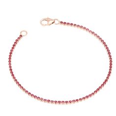 18K Solid Gold; Available in Yellow, Rose, and White Gold Natural round brilliant Ruby 1.75 Ct Width: 1.5mm Approx 2g Rose Gold 14k Tennis Bracelet With 17 Jewels, 14k Rose Gold Tennis Bracelet With Jewels, 14k Rose Gold Tennis Bracelet, 14k Rose Gold Round Tennis Bracelet, Rose Gold 14k Brilliant Cut Tennis Bracelet, Rose Gold Round Tennis Bracelet Hand Set, Rose Gold Hand Set Tennis Bracelet, Rose Gold Hand-set Diamond Bracelet, Flexible 14k Gold Tennis Bracelet