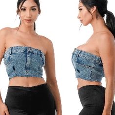 Very stretchy with back zip closure. Trendy Cropped Stretch Jeans, Trendy Stretch Cropped Jeans, Fitted Denim Top With Zipper Closure, Stretch Denim Blue Jeans For Night Out, Chic Cropped Stretch Jeans, Trendy Denim Tops With Zipper Closure, Versatile Fitted Denim Tops, Fitted Denim Tops, Stretch Cropped Denim Jeans