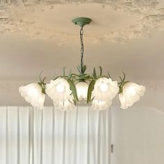 Chandelier- Flower Light Fixtures Bedroom Chandelier Ideas, Flower Light Fixture, Chandelier Flower, Flush Mount Chandeliers, Entryway Chandelier, Farmhouse Chandeliers, Green French, Antler Chandelier, White Lighting