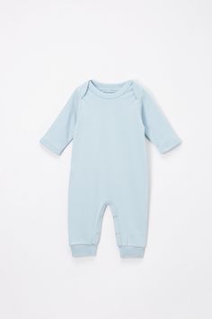 Blue Infant Romper is 100% cotton with leg snap closures. Lap neck for easy dressing.  available in 5 sizes. Ships same day if ordered by noon CST. Cotton Onesie For Spring, Cotton Bodysuit For Loungewear, Long Sleeve Cotton Bodysuit For Playwear, Cotton Long Sleeve Bodysuit For Playwear, Relaxed Fit Cotton Bodysuit For Loungewear, Fitted Organic Cotton Long Sleeve Onesie, Fitted Long Sleeve Organic Cotton Onesie, Blue Cotton Long Sleeve Bodysuit, Blue Long Sleeve Cotton Bodysuit