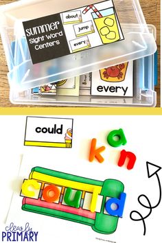 an image of some sort of sight words in a plastic container