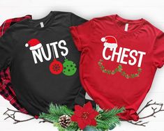 Chest Nuts Christmas Shirts, Christmas Couple Gift, Holiday Matching Xmas Shirt, Cute Matching Christmas Party  Shirt, Funny Couple Xmas Tee ----- How To Order ----- 1-) Please, check and review all the photos. 2-) Choose your t-shirt size and color. *Different styles of shirts may have different shades of same color choice due to different manufacturer brands. *For this reason, we recommend you to match shirts from the same styles if you want precisely matching colors (ex. Unisex, V-necks, Todd Holiday Couple, Couples Holiday, Christmas Party Shirt, Couples Christmas, Ugly Christmas Shirts, Christmas Tee Shirts, Christmas Party Shirts, Xmas Tees, Christmas Gifts For Couples