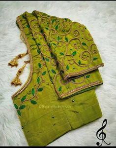 Here Are The Latest Designs For Bridal Blouses With Maggam Work. The Maggam Work With Kundan, Thread And Spring Can Be Customised Along With The Cloth Color You Want To Choose. Having These Kind Of Maggam Work Blouses Is Very Trendy For Traditional Gatherings And Poojas. This Enhances The Beauty Of Any Saree When This Is Teamed Up With Different Kind Of Maggam Designs. The Combination Of Aari And Zardosi Works Make This Maggam Designs Look Very Elegant And Beautiful. We Customize The Blouse As P Aari Work Logo Design, Semi-stitched Blouse With Intricate Embroidery For Wedding, Anarkali Blouse With Intricate Embroidery For Wedding, Anarkali Wedding Blouse With Intricate Embroidery, Anarkali Embroidered Wedding Blouse, Green Blouse With Resham Embroidery For Wedding, Wedding Blouse With Intricate Silk Embroidery, Wedding Blouse With Dori Work For Navratri, Embroidered Wedding Blouse For Navratri