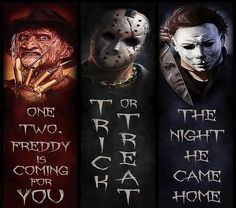 three horror movie posters with the words one for two, friday is coming for you