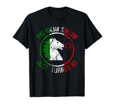 a black t - shirt with an italian flag and a dog on it's chest