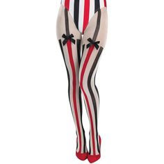 You'll look just like a showgirl from an old-timey circus in these tights for adults! The accessories look like you're wearing black garters that start at the waist and end at attached satin black bows at the mid-thigh. Below that are red and black vertical stripes that extend to the toes. pbVintage Circus Tights product details:-b-p ul li90% nylon and 10% spandex exclusive of decoration-li liDo not include shoes-li liReview the size chart for sizing information-li -ul pbCare Instructions:-b-p ul liHand wash cold with like colors-li liLine dry-li liDo not bleach or iron-li -ul Fitted Bow Stockings For Party, Stretch Thigh High Legwear For Costume Party, Thigh High Party Hosiery With Bow, Thigh High Bow Legwear For Party, Thigh High Stretch Legwear For Costume Party, Stretch Thigh-high Legwear For Costume Party, Thigh-high Bow Legwear For Party, Stretch Hosiery With Bow For Party, Party Hosiery With Bow And Stretch