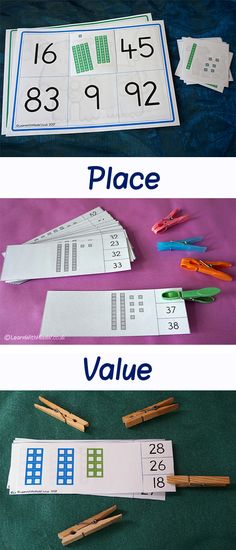 three different pictures with numbers on them, one is place value and the other is place value