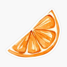 an orange cut in half sticker on a white background with watercolor paint effect