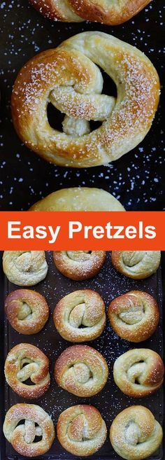 an easy pretzels recipe is shown in this photo and then on the same pan