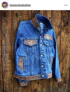 Cowboy Fits, Denim Jacket Diy Paint, Diy Jeans Crafts, Country Western Outfits, Leather Working Projects, Upcycled Denim Jacket, Casual Country Outfits, Diy Denim Jacket, Leather Working Patterns