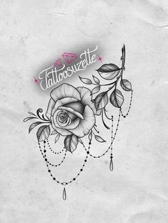 a tattoo design with roses and leaves on it