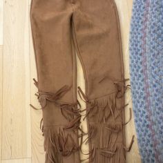 Crazy Train Western Pants-Jeans Women's Size Small Brown Suede Like Material Elastic Back Waist-Pull On Fringe On Lower Leg Brand New With Tags! Brown Bottoms With Frayed Hem For Fall, Fall Brown Bottoms With Frayed Hem, Fitted Fringe Bottoms For Fall, Fitted Fringed Pants For Fall, Fitted Fringe Pants For Fall, High Waist Bottoms With Fringe For Fall, High Waist Fringe Bottoms For Fall, High-waist Fringe Bottoms For Fall, Western Pants