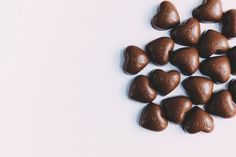 chocolate hearts on a white background