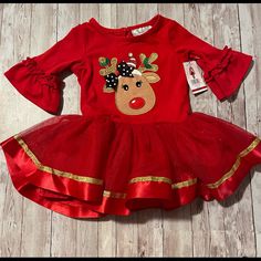 Size 18 Months Brand New With Tags Reindeer Dress, Emily Rose, Rose Dresses, Rose Dress, Future Baby, Kids' Dresses, Reindeer, Red Roses, Must Haves