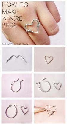 how to make a wire ring with pictures and instructions for making it in the shape of a heart