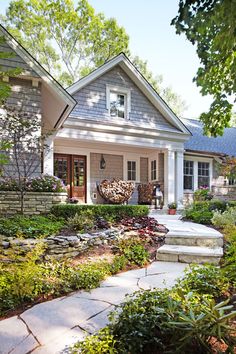 a house with landscaping in the front yard