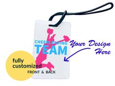 Fully Customized Bag Tags. Each Tag can be customized with different name, number or design. Double Sided Bag Tag with your design. Full-color printing The cards are made of PVC plastic. Size of standard credit card. Includes Bag Tag Loop.  Each card can be fully customized front & back. Customizable White Bags For Sports Events, Cheerleading Bags, Tag Team, Delray Beach, Bag Tag, Custom Bags, Bag Tags, Luggage Tags, Cheerleading