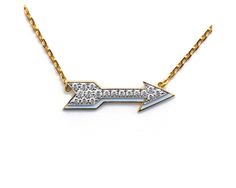 Brilliant-cut diamonds, white enamel, 18K gold, and platinum, on an 18K gold chain Available in black enamel and white enamel. David Webb, 18k Gold Chain, Necklace White, White Enamel, Black Enamel, Brilliant Cut Diamond, Gold Chain, Gold Chains, Arrow Necklace