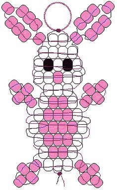 a drawing of a pink bunny made out of circles and squares on a white background