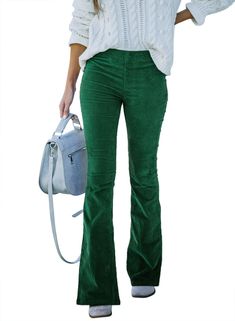 PRICES MAY VARY. Flattering corduroy flare bell bottoms pants with two back pockets to create vintage style for your daily look. Comfortable and soft corduroy fabric. Embracing you with its moderate thickness,softness and comfort. Wear it all day to feel happy and cozy. A must-have in every women’s wardrobe. Fashion corduroy flare trouser jeans made of high quality material and have a trendy look. You would want to wear it wherever you go. Stylish corduroy flare bottoms bell pant could easily pa Karen Sirko, Corduroy Flare Pants, Bell Bottom Trousers, Outfits To Try, Pants Elastic Waist, Bell Bottom, Flare Pants, Elastic Waist, High Waist