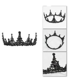 Black Fantasy Jewelry For Costume Party, Fantasy Black Jewelry For Costume Party, Gothic Tall Crown For Costume, Gothic Crown For Party Costume Accessories, Gothic Crown Costume Accessories For Party, Medieval Black Costume Accessories For Party, Gothic Crown For Costume Party With Structured Shape, Gothic Crown For Costume Party, Black Fantasy Jewelry For Party