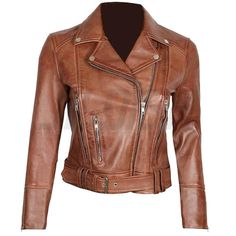 Cropped Style Wax Tan Womens Biker Genuine Leather Motorcycle Jacket. This jacket belongs to streetwear bikers.It can be used on multiple occasions, like Biker, Streetwear, Motorcycle Rider, Slim Fit and also who loves the vintage style. Material: Premium Quality Real Sheepskin LeatherLining: PolyesterColour: Wax TanPocket: Two Inside & Three OutsideAccessories: Original YKK'sFastening: Zipper + BeltCare: Dry-Clean onlySuitable For All SeasonsStyle: Cropped / Slim FIt / Biker Brown Leather Motorcycle Jacket, Leather Moto Jacket Womens, Womens Moto Jacket, Biker Coat, Womens Black Leather Jacket, Look Retro, Lambskin Leather Jacket, Real Leather Jacket, Biker Leather