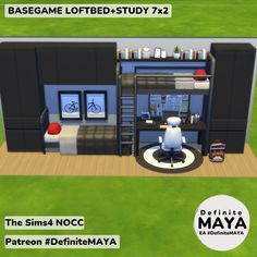 the sims 4 nocc room is designed to look like a lofted - study