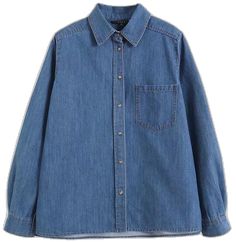 Solid Color Denim Tops With Pockets, Denim Tops With Pockets, Denim Tops Suitable For Fall, Denim Tops For Fall, Casual Chambray Denim Jacket With Long Sleeves, Solid Collared Denim Shirt, Collared Solid Denim Shirt, Casual Long Sleeve Chambray Denim Top, Solid Denim Collared Shirt