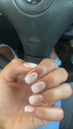 Gold Glitter Nails, Rose Gold Nails, Dip Powder Nails, Dip Powder, Powder Nails, Gold Nails