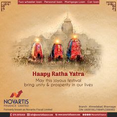 Novartis wishes everyone a very happy Rath yatra.  May The Good Times And Treasures of today become Memories Of Tomorrow. Happy Rath Yatra …!! #happyrathyatra #lordjagannath #NBFC #TwoWheelerLoan #PersonalLoan #MortgageLoan #CarLoan #finance Happy Rath Yatra, Jagannath Ji, Ratha Yatra, Jai Jagannath, Alpona Design, Holi Photo, Rath Yatra, Lord Jagannath