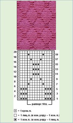 the knitting pattern is shown in red and white, as well as an example of how to