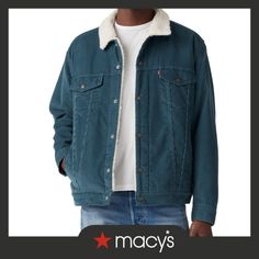 in stock Trucker Jacket, Sherpa Lined, Levis Men, Vest Jacket, Levi's, Autumn Fashion, Mens Accessories, Relaxed Fit, Mens Outfits