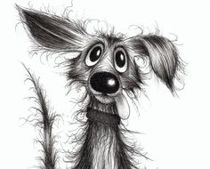 a drawing of a dog with big eyes