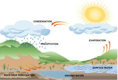 the water cycle is shown in this diagram, and shows how it's different stages