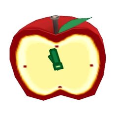 an apple with the letter i in it's center and green leaf on top