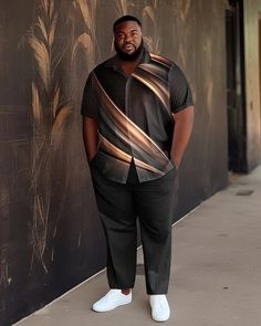 Biggmans is dedicated to high quality plus-size menswear for big and tall men,including two-piece suits, shirts, T-shirts, pants, shorts, sweatshirts, coats, knitted jackets, etc. Men Plus Size Outfits, African Shirts For Men, Black Gradient, African Shirts, Men Plus Size, Plus Size Shorts, Mens Plus Size, Edgy Outfits, Tall Guys